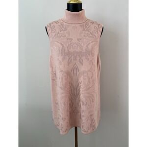 Chico's Women's XL (3) Tonal Jacquard Turtleneck Sweater Tank Blush Layer